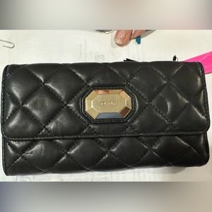 Brand new black leather DKNY quilted wallet